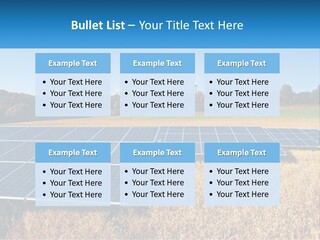 A Group Of Solar Panels In A Field PowerPoint Template