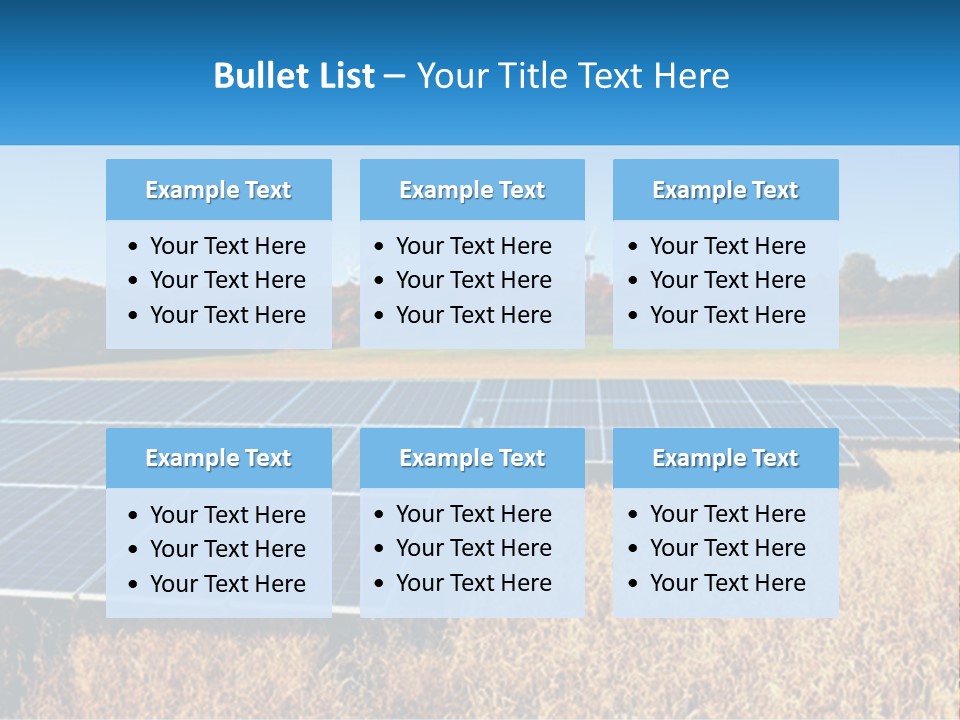 A Group Of Solar Panels In A Field PowerPoint Template
