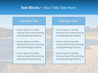 A Group Of Solar Panels In A Field PowerPoint Template