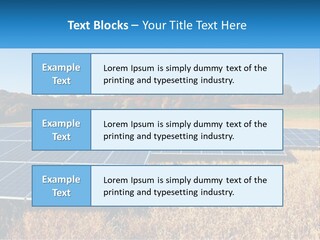 A Group Of Solar Panels In A Field PowerPoint Template