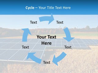 A Group Of Solar Panels In A Field PowerPoint Template