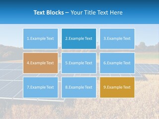 A Group Of Solar Panels In A Field PowerPoint Template