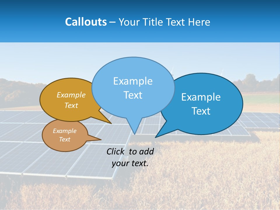 A Group Of Solar Panels In A Field PowerPoint Template