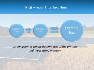 A Group Of Solar Panels In A Field PowerPoint Template