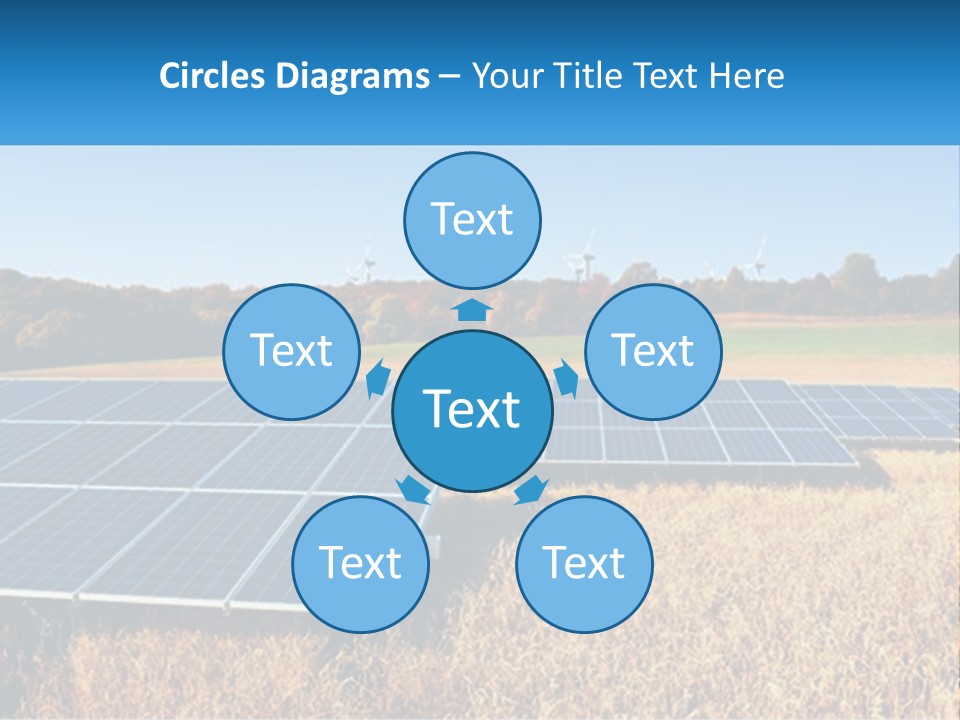 A Group Of Solar Panels In A Field PowerPoint Template