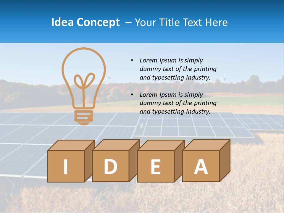 A Group Of Solar Panels In A Field PowerPoint Template