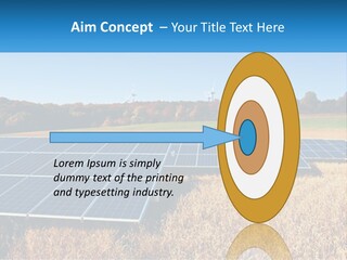 A Group Of Solar Panels In A Field PowerPoint Template