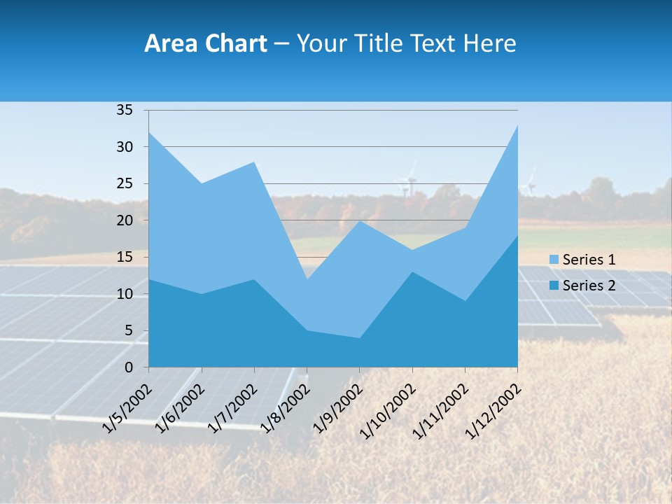 A Group Of Solar Panels In A Field PowerPoint Template
