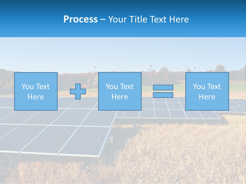 A Group Of Solar Panels In A Field PowerPoint Template
