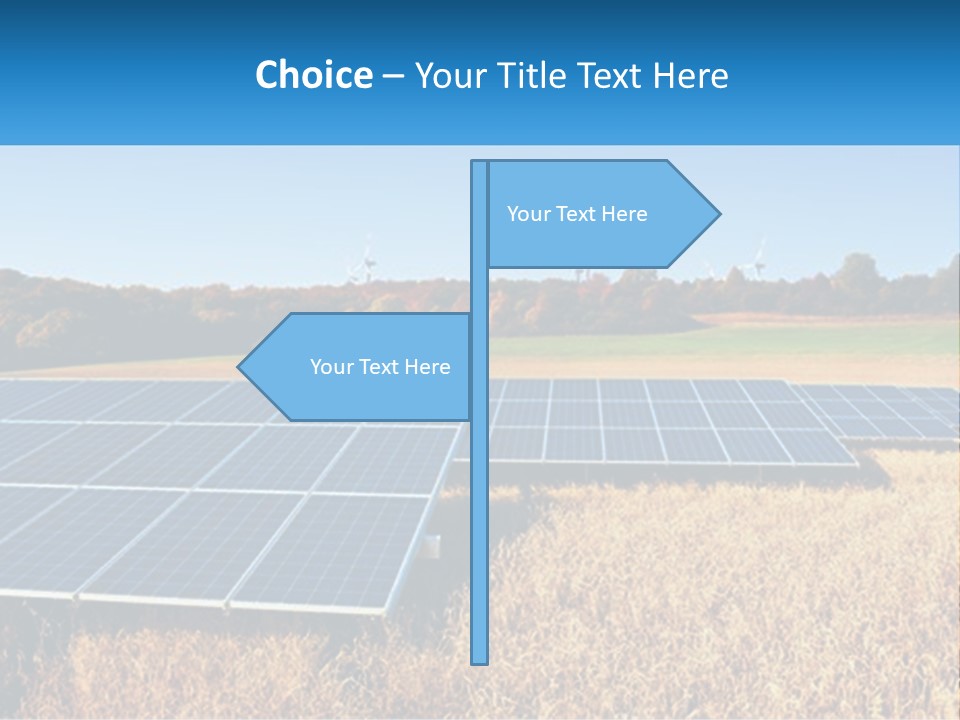 A Group Of Solar Panels In A Field PowerPoint Template