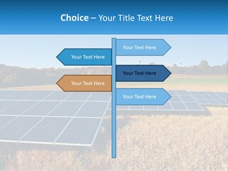 A Group Of Solar Panels In A Field PowerPoint Template