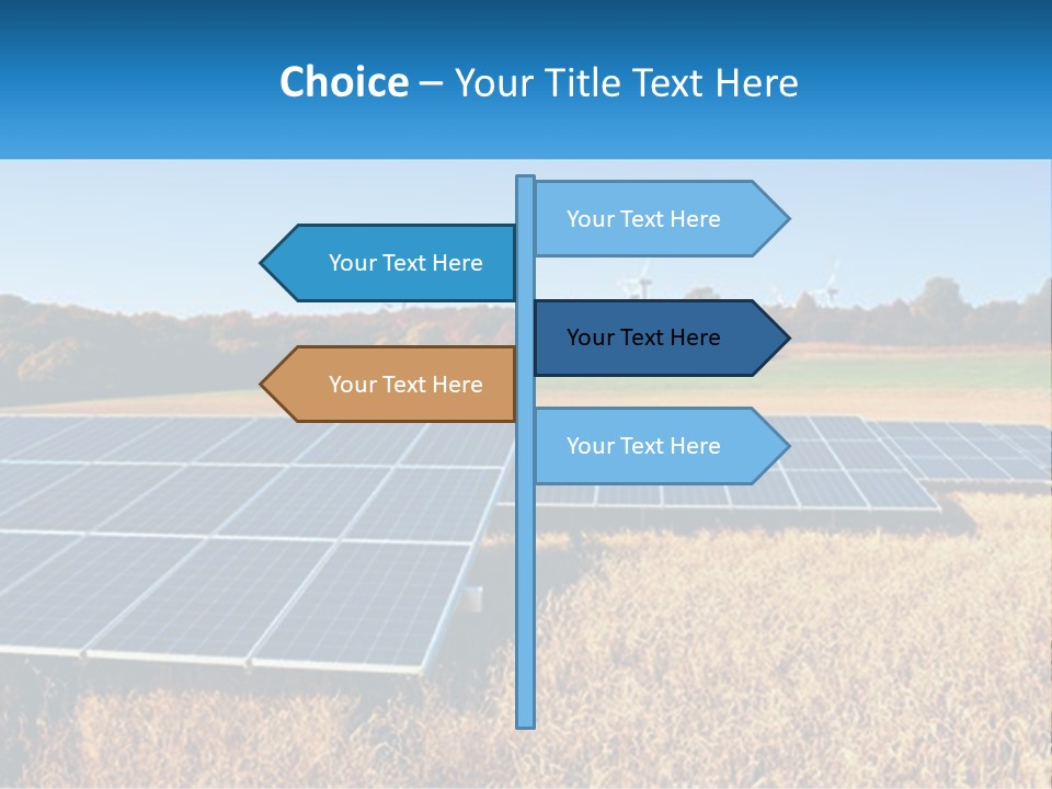 A Group Of Solar Panels In A Field PowerPoint Template