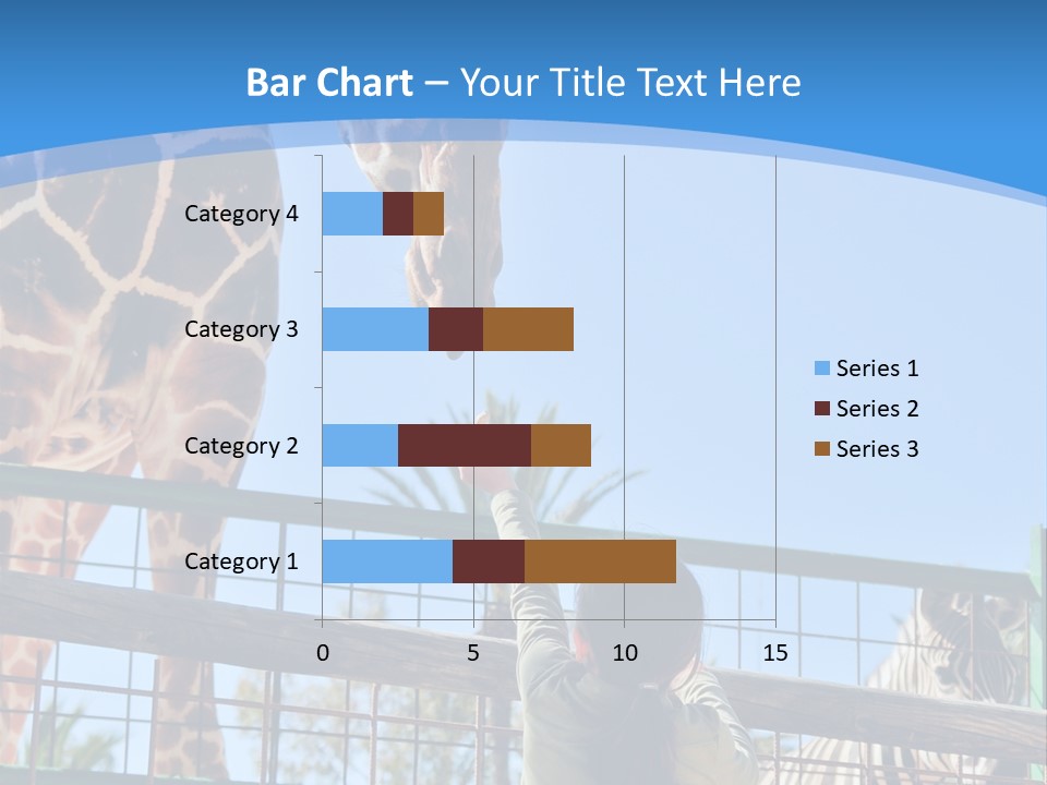 A Woman Feeding A Giraffe Through A Fence PowerPoint Template