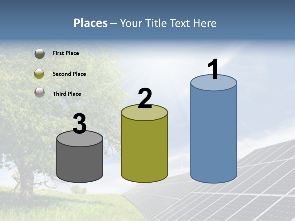 A Green Field With A Tree And A Solar Panel PowerPoint Template