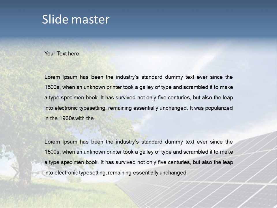 A Green Field With A Tree And A Solar Panel PowerPoint Template