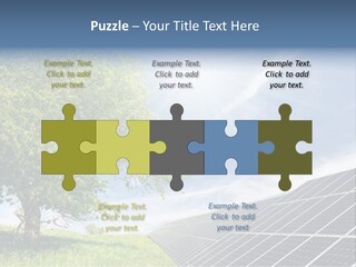 A Green Field With A Tree And A Solar Panel PowerPoint Template