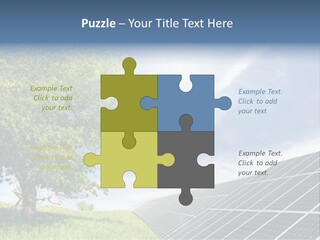 A Green Field With A Tree And A Solar Panel PowerPoint Template