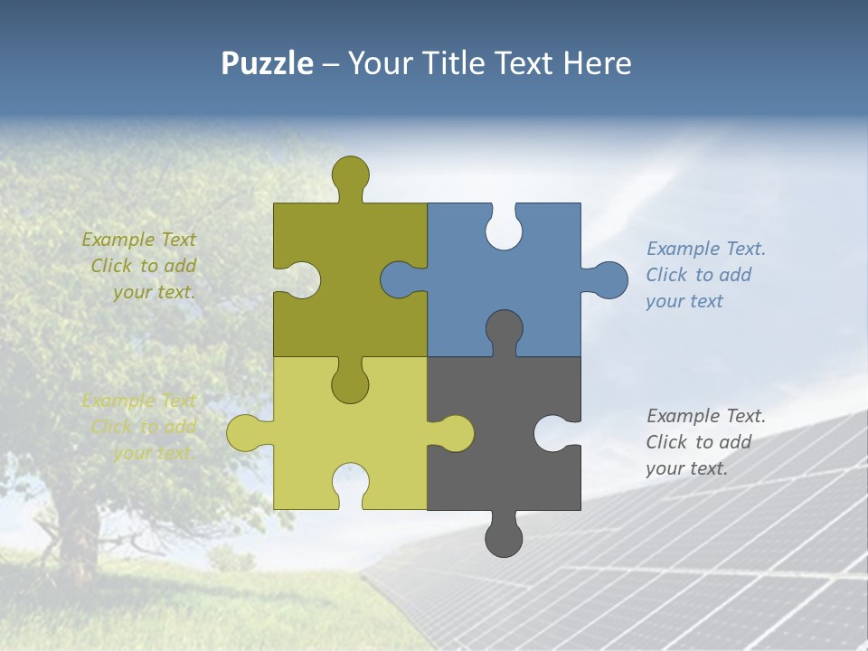 A Green Field With A Tree And A Solar Panel PowerPoint Template
