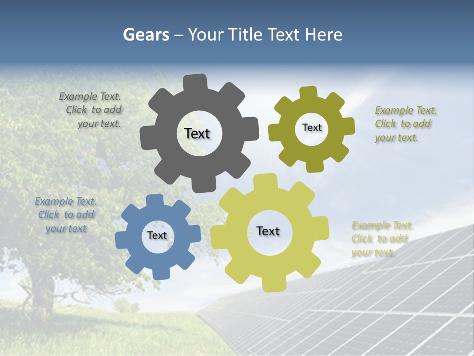 A Green Field With A Tree And A Solar Panel PowerPoint Template