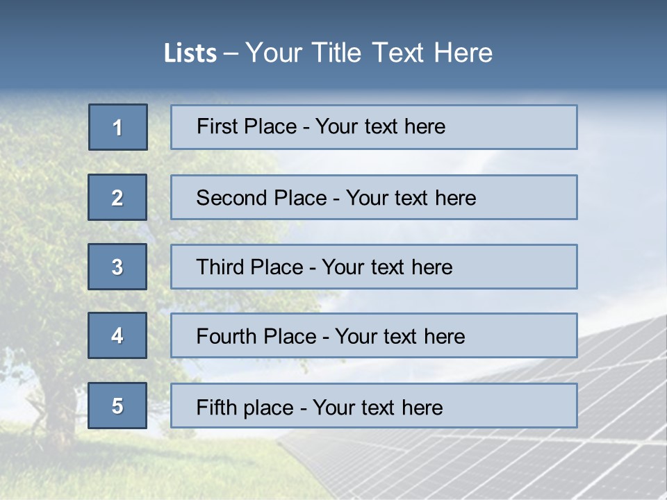 A Green Field With A Tree And A Solar Panel PowerPoint Template