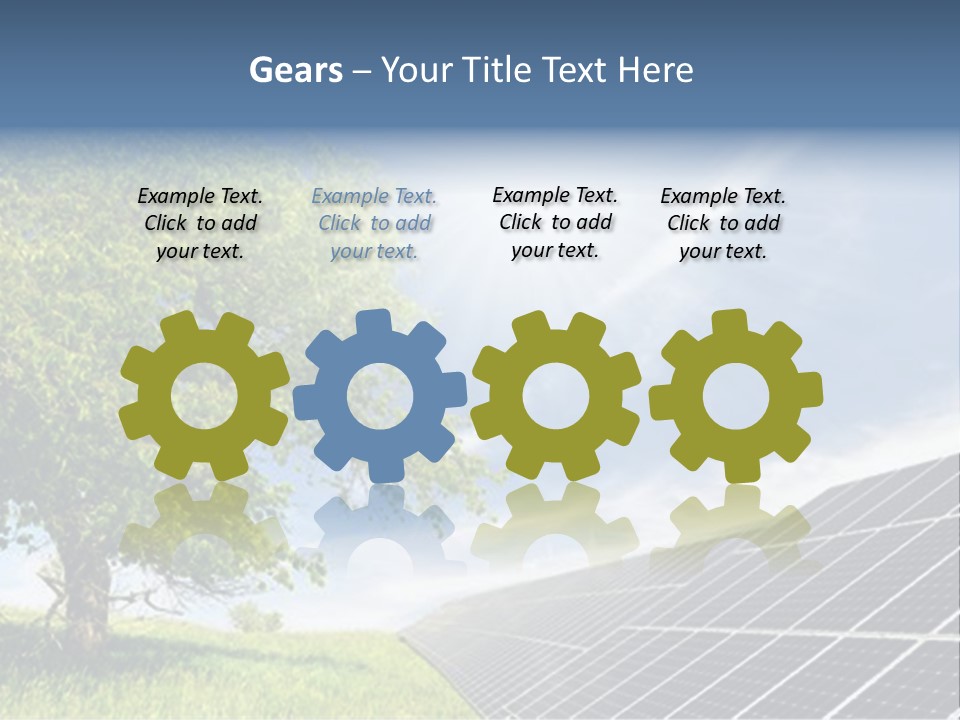 A Green Field With A Tree And A Solar Panel PowerPoint Template