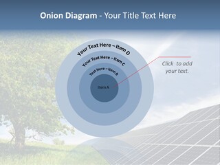 A Green Field With A Tree And A Solar Panel PowerPoint Template