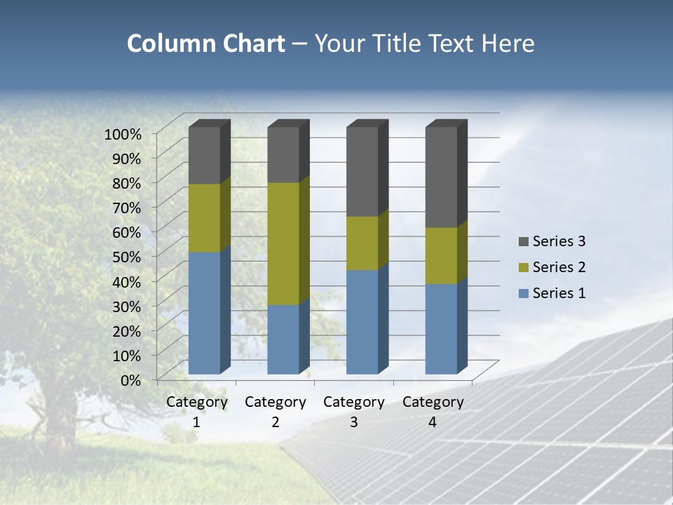 A Green Field With A Tree And A Solar Panel PowerPoint Template