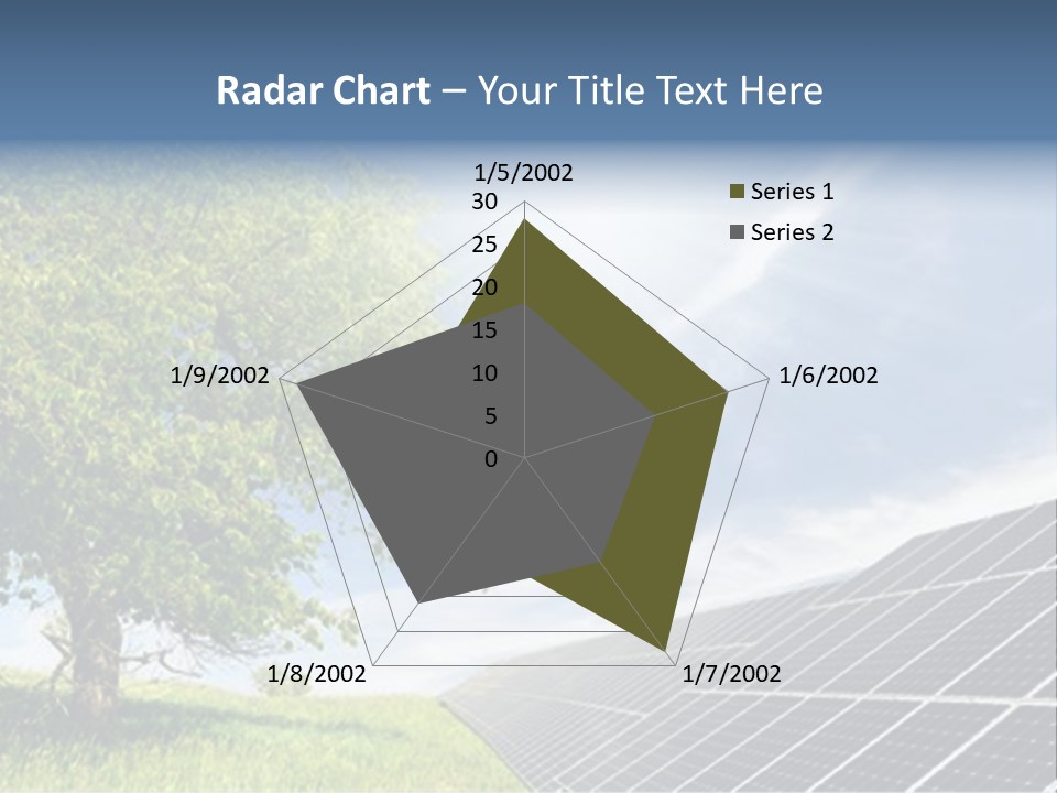 A Green Field With A Tree And A Solar Panel PowerPoint Template