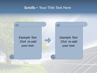 A Green Field With A Tree And A Solar Panel PowerPoint Template