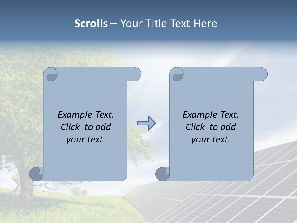 A Green Field With A Tree And A Solar Panel PowerPoint Template