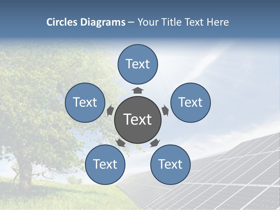 A Green Field With A Tree And A Solar Panel PowerPoint Template