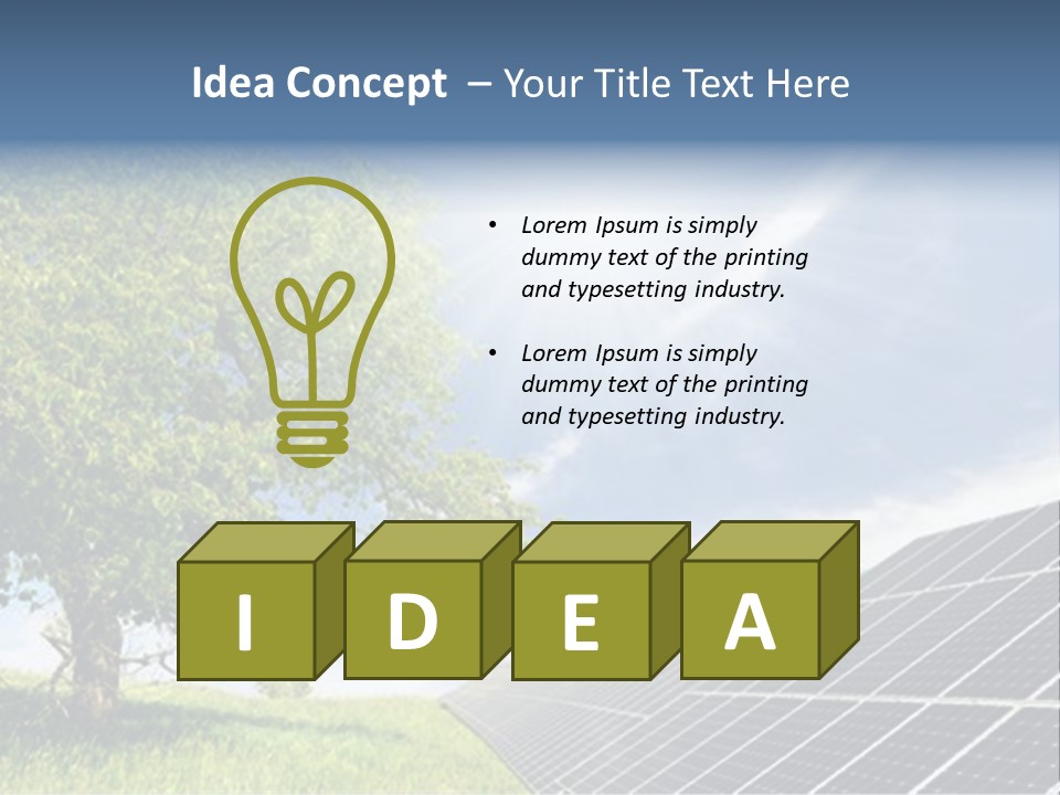 A Green Field With A Tree And A Solar Panel PowerPoint Template