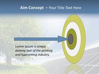 A Green Field With A Tree And A Solar Panel PowerPoint Template