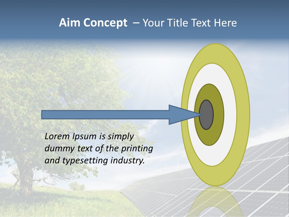 A Green Field With A Tree And A Solar Panel PowerPoint Template