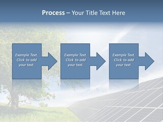 A Green Field With A Tree And A Solar Panel PowerPoint Template