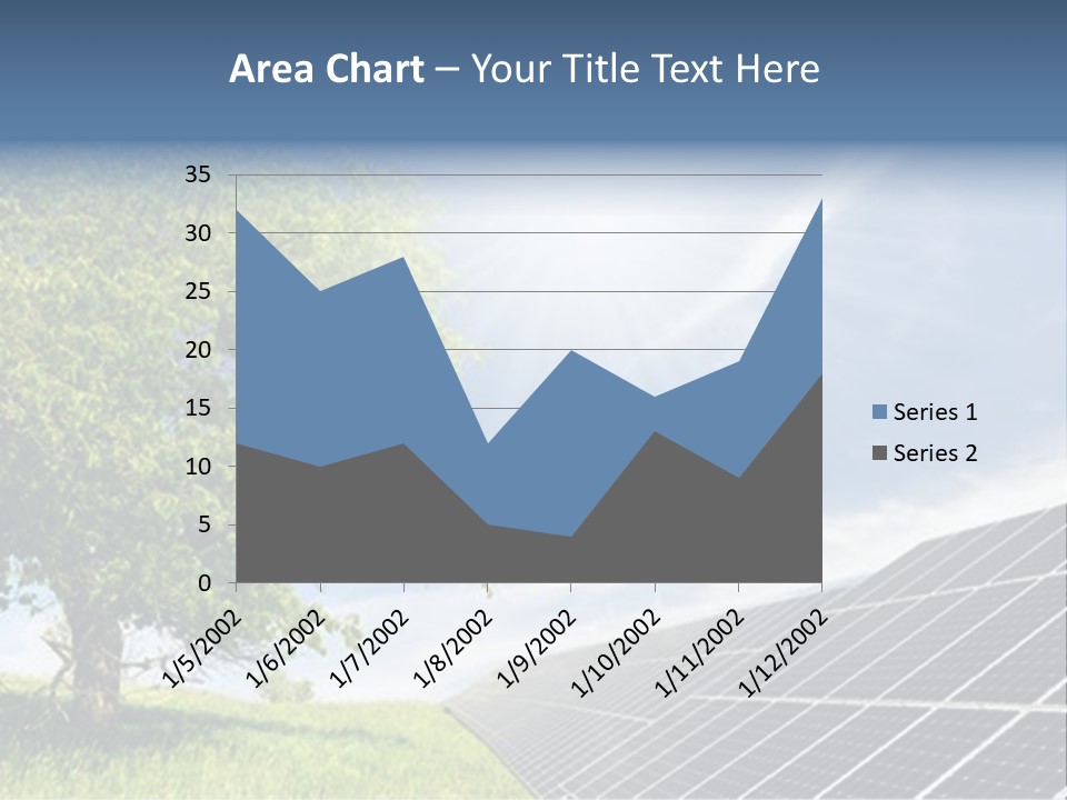 A Green Field With A Tree And A Solar Panel PowerPoint Template
