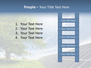 A Green Field With A Tree And A Solar Panel PowerPoint Template