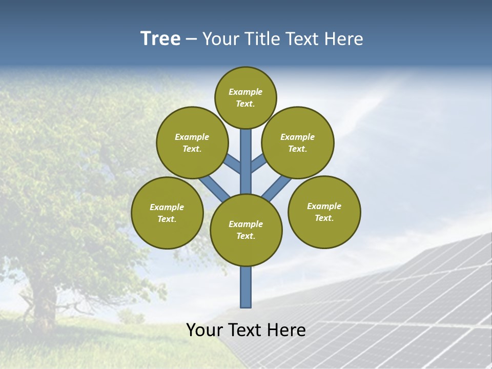 A Green Field With A Tree And A Solar Panel PowerPoint Template