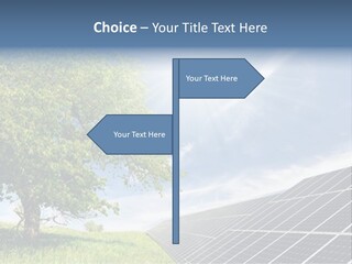 A Green Field With A Tree And A Solar Panel PowerPoint Template