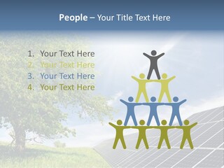 A Green Field With A Tree And A Solar Panel PowerPoint Template