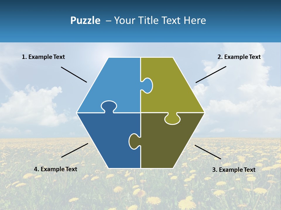 A Field Full Of Yellow Dandelions Under A Blue Sky PowerPoint Template