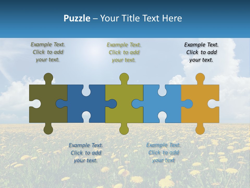 A Field Full Of Yellow Dandelions Under A Blue Sky PowerPoint Template