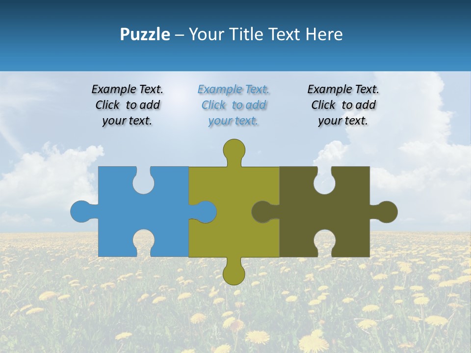 A Field Full Of Yellow Dandelions Under A Blue Sky PowerPoint Template