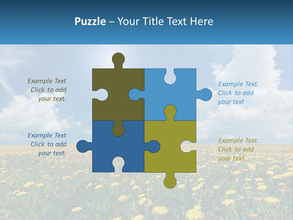 A Field Full Of Yellow Dandelions Under A Blue Sky PowerPoint Template