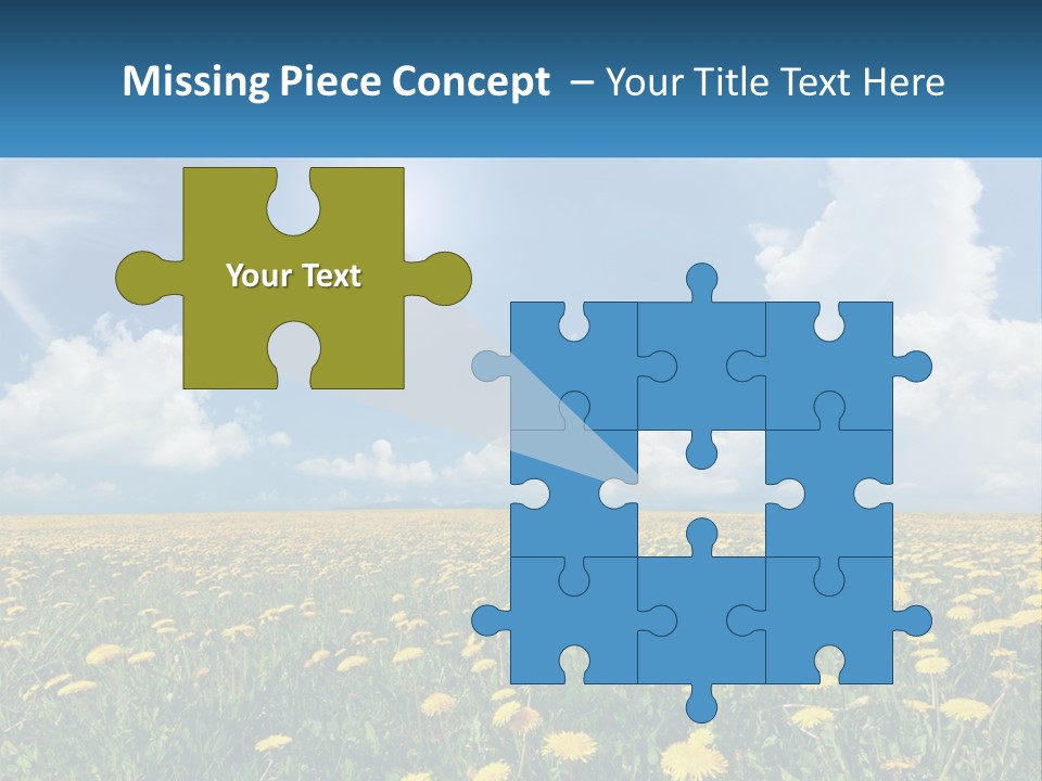 A Field Full Of Yellow Dandelions Under A Blue Sky PowerPoint Template