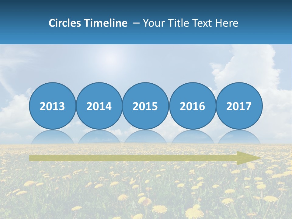 A Field Full Of Yellow Dandelions Under A Blue Sky PowerPoint Template