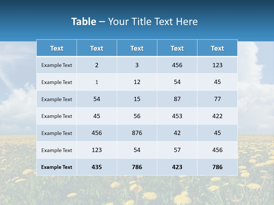 A Field Full Of Yellow Dandelions Under A Blue Sky PowerPoint Template