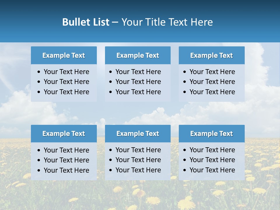 A Field Full Of Yellow Dandelions Under A Blue Sky PowerPoint Template