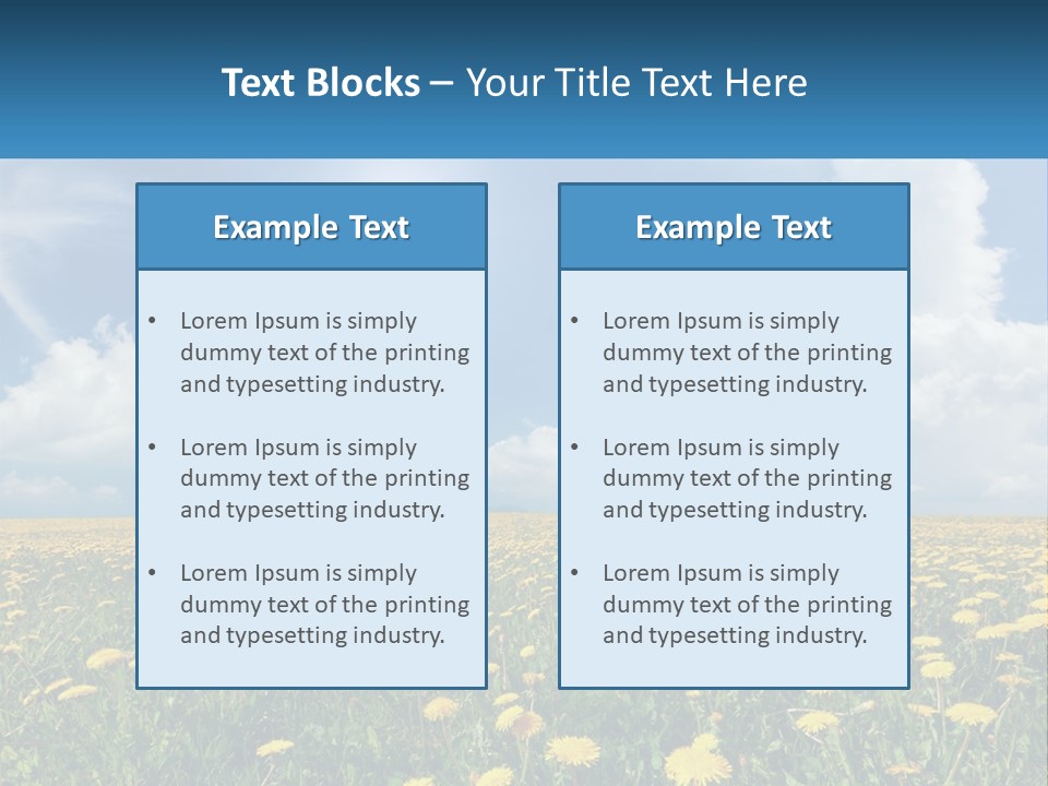 A Field Full Of Yellow Dandelions Under A Blue Sky PowerPoint Template