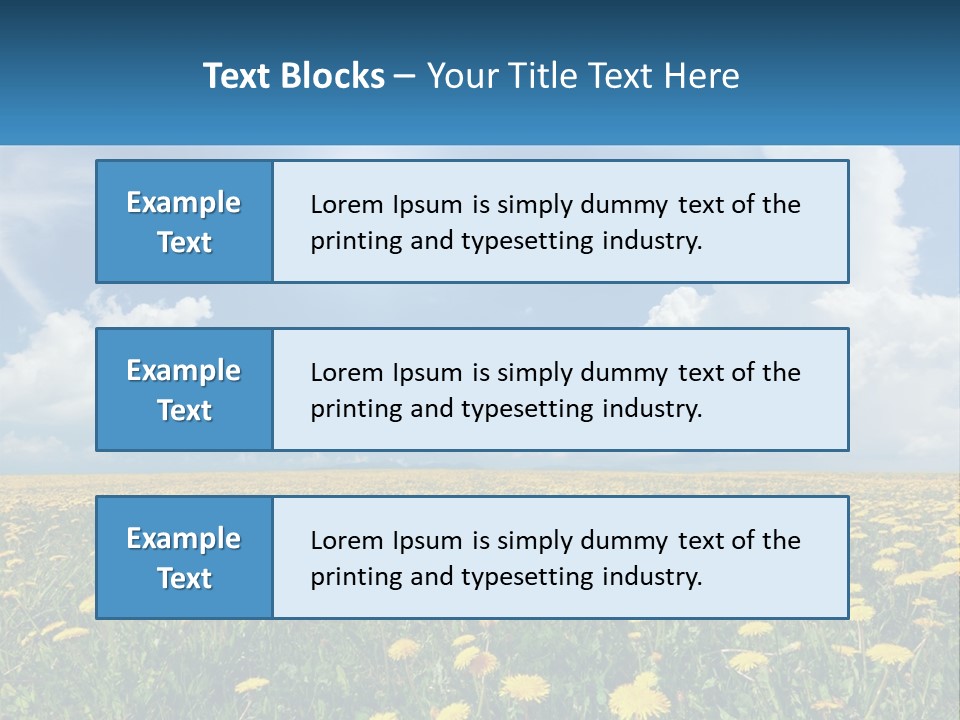 A Field Full Of Yellow Dandelions Under A Blue Sky PowerPoint Template